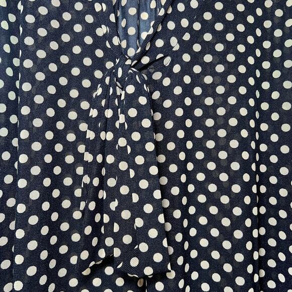 Siren Lily Maternity Polka Dot Tie Front Top Size Large Sheer Sleeveless Blouse - Picture 2 of 5